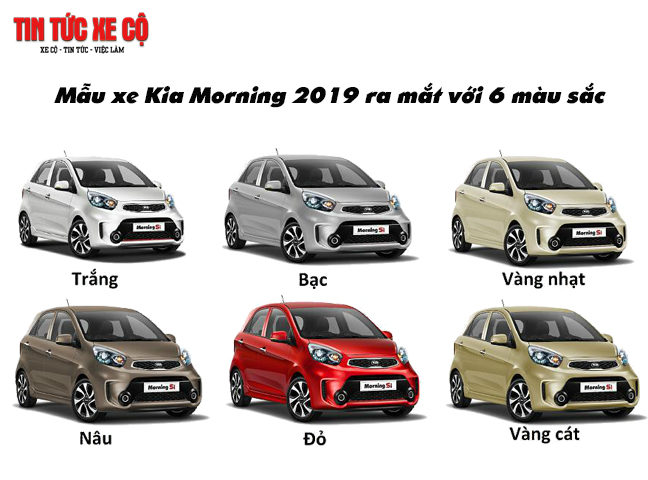 Mẫu xe Kia Morning 2019 ra mắt với 6 màu sắc